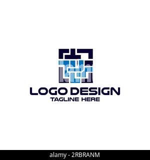 Letter J Maze Labyrinth Logo Design Element Stock Vector