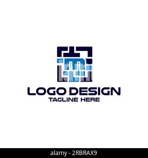 Abstract letter M logo template. table and barcode concept. luxury color background. Stock Vector