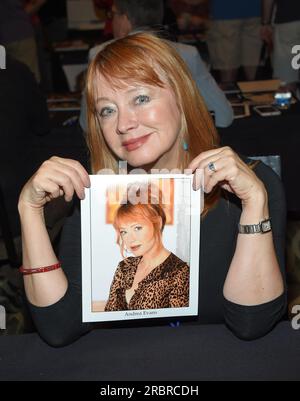 Los Angeles, USA. 10th July, 2023. Soap Opera actress Andrea Evans died July 9, 2023 of cancer, she was 66 years old. Andrea Evans at the Hollywood Show at LAX Westin Hotel on July 28, 2018 in Los Angeles, CA. © O'Connor/AFF-USA.com Credit: AFF/Alamy Live News Stock Photo