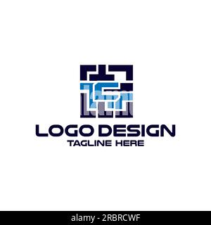 Letter C Maze Labyrinth Logo Design Element Stock Vector