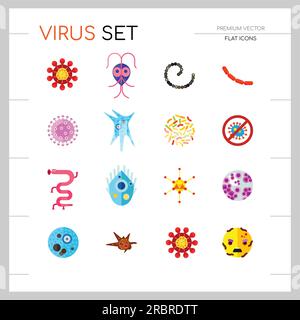 Virus Icons Set Stock Vector