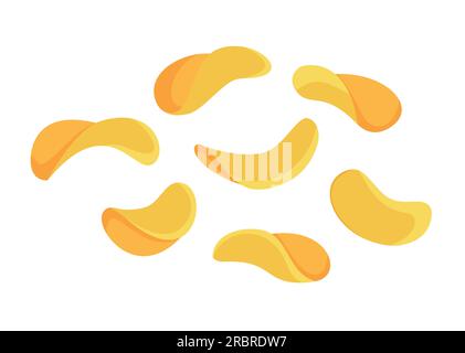 Potato chips. Isolated chips for advertising, package or promo ads, delicious food, ripple meal Stock Vector