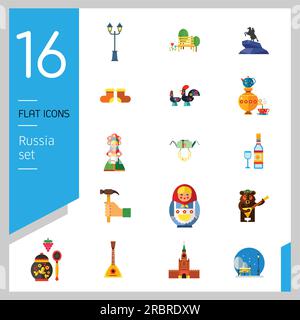 Russia Icon Set Stock Vector