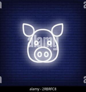 Neon icon of pig head Stock Vector