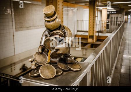 Statues in New York's 14th Street station by Tom Otterness Stock Photo