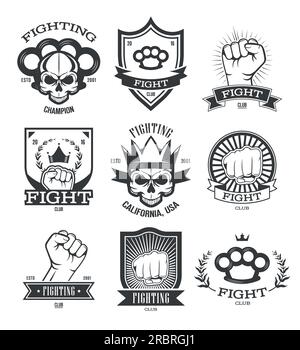 Gangsta tattoo flat emblems set Stock Vector