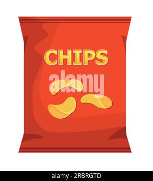 Crispy ripple potato chips flying into pack, vector realistic snacks package. design illustration icon for food and beverage business, potato snack br Stock Vector