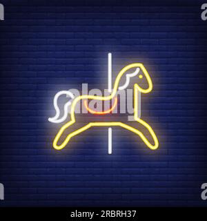 Carousel horse neon sign Stock Vector