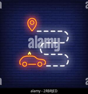 Taxi route neon sign Stock Vector