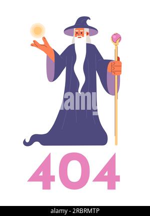 Enchanter doing magic tricks error 404 flash message Stock Vector