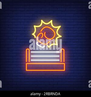 Neon icon of boxing round Stock Vector