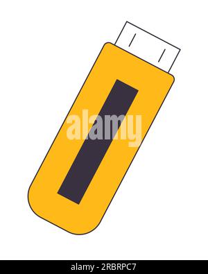 Flash memory stick flat line color isolated vector object Stock Vector