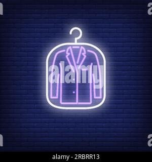 Suit jacket in cover neon sign Stock Vector