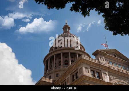 The Texas State Capitol, located in Downtown Austin, is the fourth building to house the state government of Texas. The capitol building contains the Stock Photo