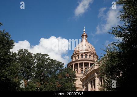 The Texas State Capitol, located in Downtown Austin, is the fourth building to house the state government of Texas. The capitol building contains the Stock Photo