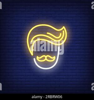 Hipster head neon sign Stock Vector