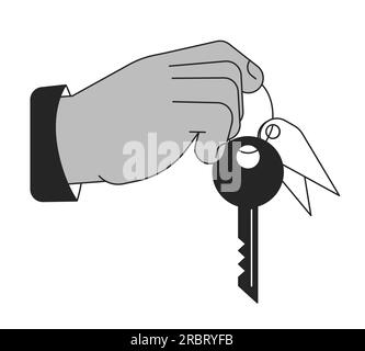 Giving key flat line vector spot illustration Stock Vector