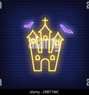 Spooky church neon sign Stock Vector