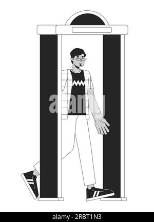 Security check airport bw vector spot illustration Stock Vector