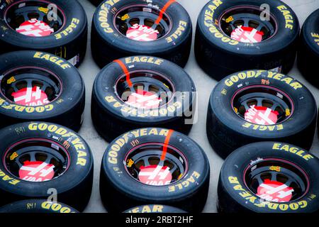 Fontana, CA, Mar 22, 2015: The NASCAR Sprint Cup Series teams take to the track for the Auto Club 400 at Auto Club Speedway in Fontana, CA Stock Photo