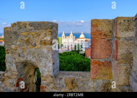 Monastery of São Vicente de Fora, Monastery of Saint Vincent Outside the Walls, seen from Castelo São Jorge, Saint George's Castle, Lisbon, Portugal Stock Photo