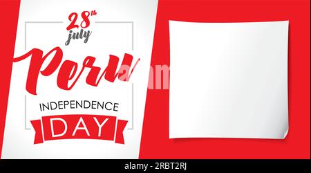 Peru Independence day July 28 with flag and balloons Greeting card design typographic decoration Stock Vector