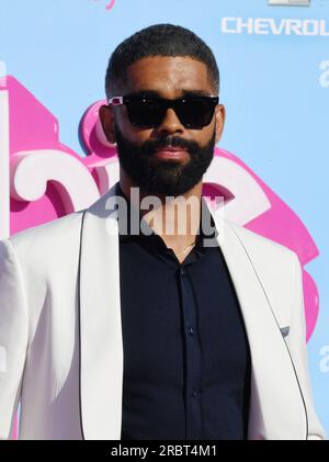 LOS ANGELES, CALIFORNIA - JULY 09: Kingsley Ben-Adir attends the World Premiere of 'Barbie' at the Shrine Auditorium and Expo Hall on July 09, 2023 in Stock Photo