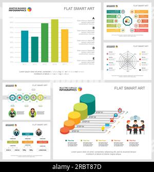 Colorful startup or strategy concept infographic charts set Stock Vector