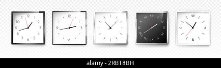 Realistic square clock set Stock Vector