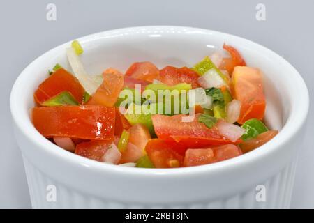 Salsa mix in a small white dish. Stock Photo