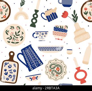 Seamless pattern with pottery Stock Vector