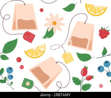 Seamless pattern with tea bags Stock Vector