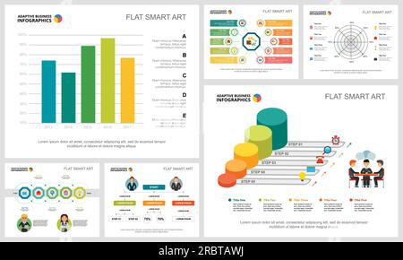Colorful startup or strategy concept infographic charts set Stock Vector