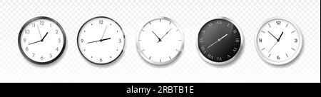 Realistic circle clock set Stock Vector