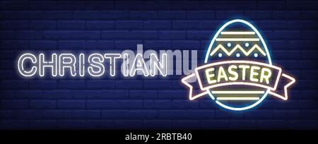 Cristian Easter neon sign Stock Vector
