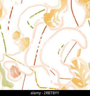 Autumn leaves seamless pattern. Season floral watercolor drawn wallpaper. Fall leaf nature background. Stock Vector