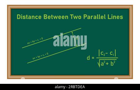 Distance between two parallel lines. Mathematics resources for teachers and students. Stock Vector