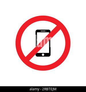 no phones smartphones allowed permitted sign symbol simple classic vector isolated on white background Stock Vector