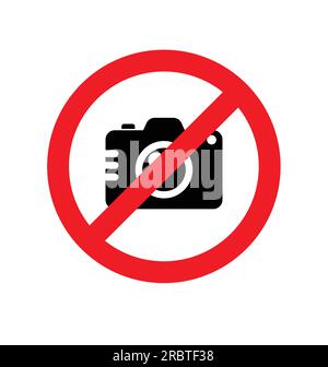 prohibited no camera photography permitted sign symbol simple vector isolated on white background Stock Vector