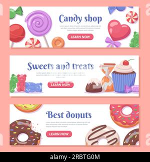 Banners with sweets set Stock Vector