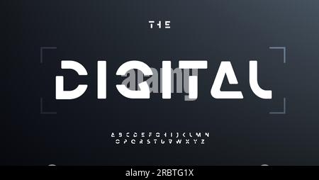 Digital urban alphabet, bold Futurism style letters. Geometric font ...