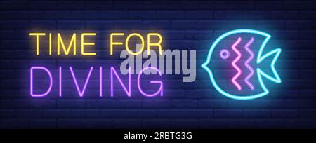 Time for diving neon sign Stock Vector