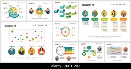 Colorful management or planning concept infographic charts set Stock Vector