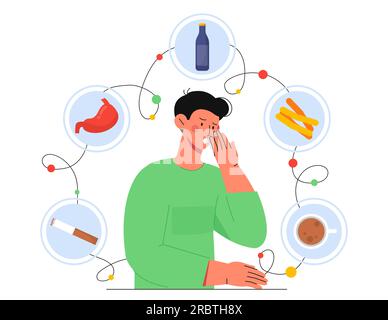 Man with bad breath concept Stock Vector