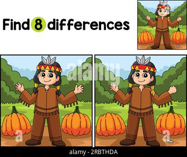 Thanksgiving Native American Pumpkin Boy Coloring Stock Vector Image ...