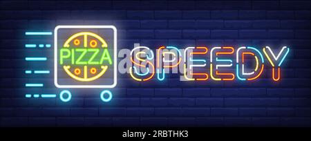Speedy pizza neon sign Stock Vector