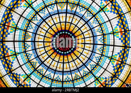 colorful mosaic, stained glass window , architecture symmetric, stained glass ceiling Stock Photo