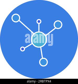 Neural Network in Blue Circle Vector, Color Icon or Vector Graphic Design Element Stock Vector