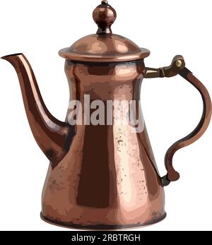 Antique teapot with ornate handle design Stock Vector