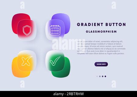 Application line icon. Checkmark, cross, shield, verification, calendar, diary organizer Glassmorphism style Vector line icon Stock Vector